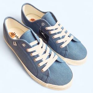 🆕 HURLEY Skater Sneakers Blue Chambray Canvas Low Profile Lace up Size-9.5